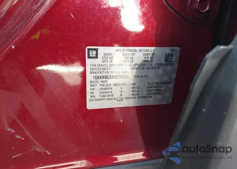 2017 GMC Acadia Slt-1 из США, поврежденный, VIN 1GKKNMLSXHZ295523